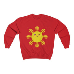 Cute Winking Filipino Sun - Crewneck Sweatshirt - Unisex Sweatshirt L Red 