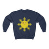 Image of Cute Winking Filipino Sun - Crewneck Sweatshirt - Unisex Sweatshirt S Navy 