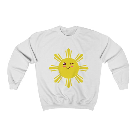 Cute Winking Filipino Sun - Crewneck Sweatshirt - Unisex Sweatshirt S White 