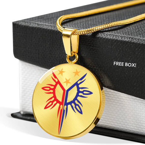 Filipino Heritage, Tribal Warrior Sun - Luxury Necklace (Stainless Steel or Gold Finish) Jewelry Luxury Necklace (Gold) 
