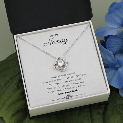 Love Knot Necklace w/"Always Remember" Message Card - To My Nanay, From Your Anak Jewelry Two Toned Box 