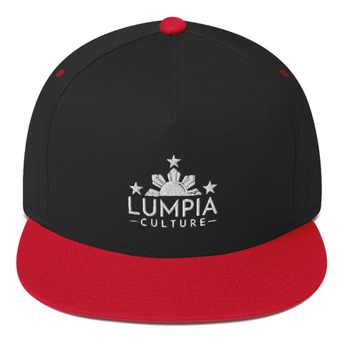 Lumpia Culture™ "Original" Embroidered Flat Bill Hat - Snapback Black/ Red 