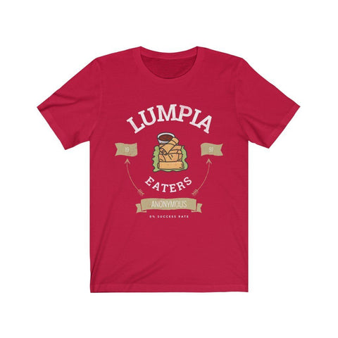 "Lumpia Eaters Anonymous... 0% Success Rate" - Funny Filipino T-shirt - Unisex T-Shirt Red M 