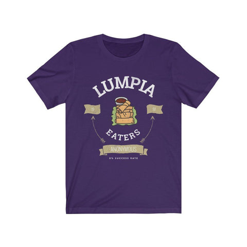 "Lumpia Eaters Anonymous... 0% Success Rate" - Funny Filipino T-shirt - Unisex T-Shirt Team Purple S 